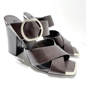 DKNY Lake Buckled Slide Leather Sandals, High Heel Platform